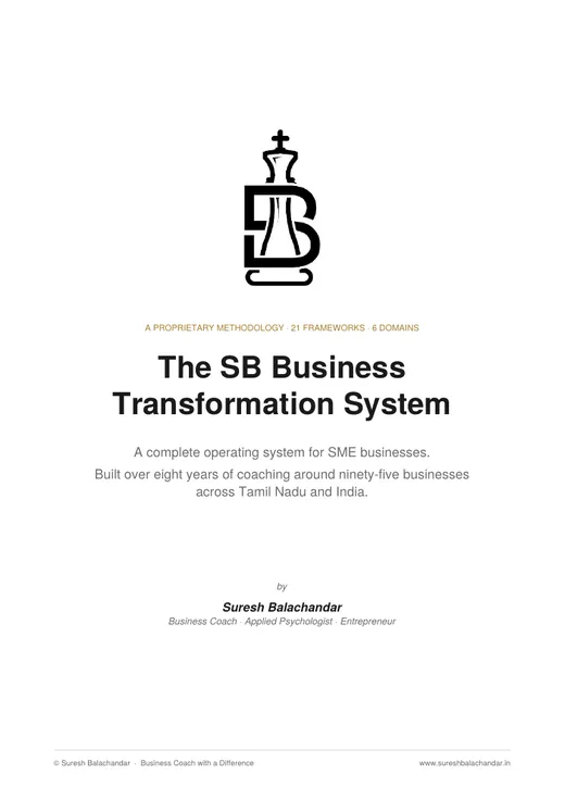 The first page of The SB Business Transformation System