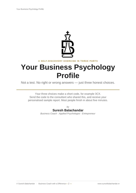 The first page of the Business Psychology Profiling sample test